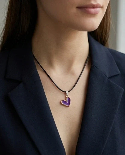 Whimsical Purple Heart Pendant