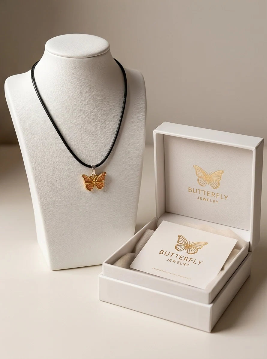 Gold & Rose Gold Butterfly Pendant Necklace