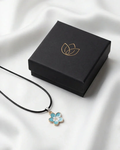 Gold and Pastel Blue Blossom Necklace