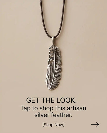 Antiqued Feather Blade Pendant Box Chain