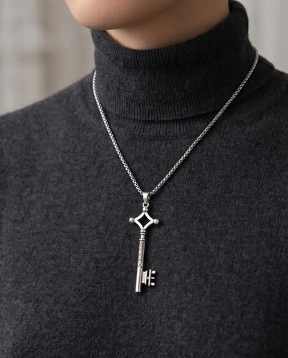 Attack on Titan Basement Key Pendant Silver Box Chain Necklace