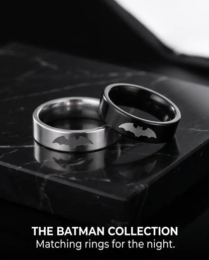 Matching Bat Silhouette Couple Band Rings