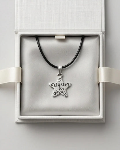 Silver "Just for You" Engraved Star Necklace