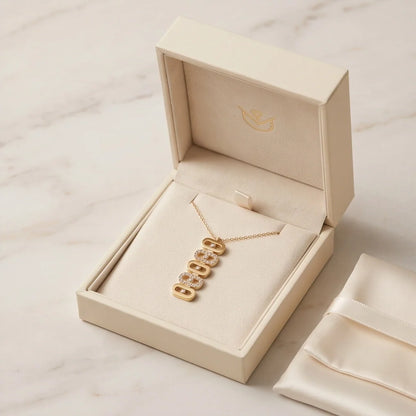 Gold Multi-Link Crystal Pendant Necklace