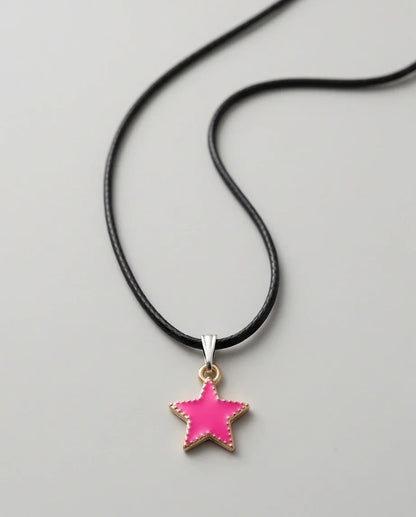 Gold and Pink Beaded Star Necklace