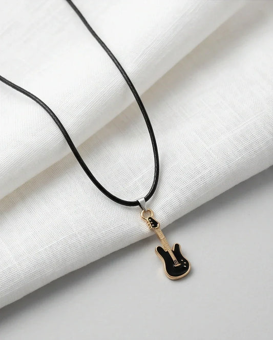 Gold and Black Electric Guitar Necklace