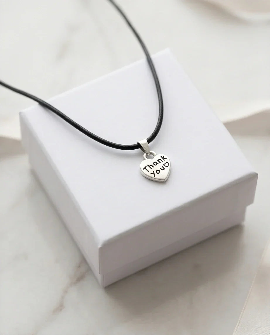 Silver Engraved Thank You Heart Necklace