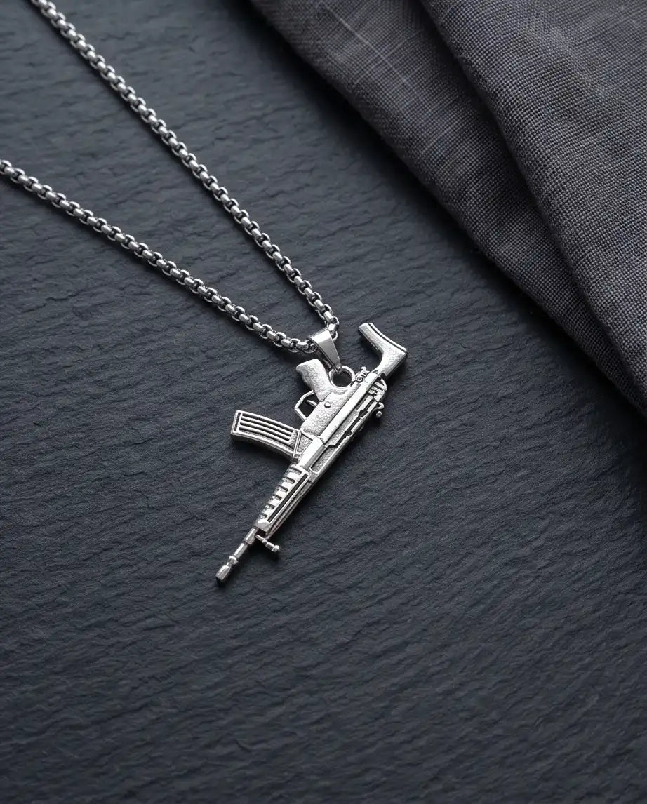 Modern Assault Rifle Weapon Pendant Box Chain