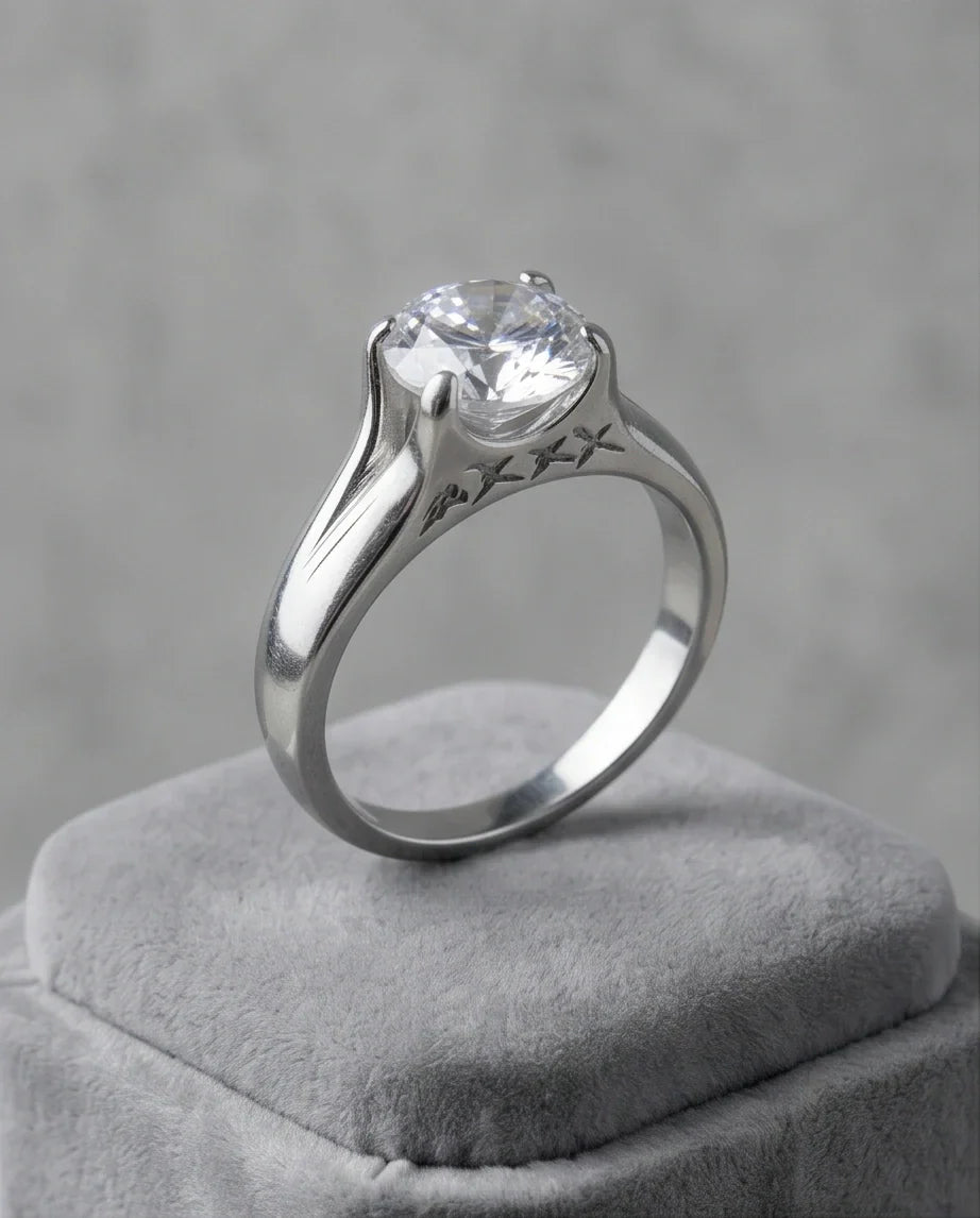 Sterling Silver Integrated Cathedral Round-Cut Moissanite Ring