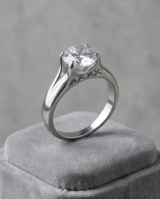 Sterling Silver Integrated Cathedral Round-Cut Moissanite Ring