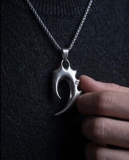 Tribal Claw and CZ Stone Y2K Pendant Box Chain