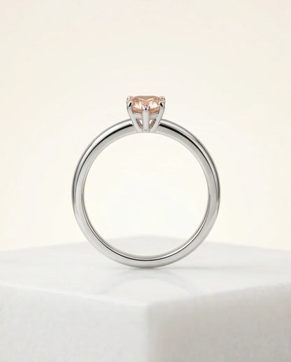 Sterling Silver Heart-Cut Peach Morganite Solitaire Ring