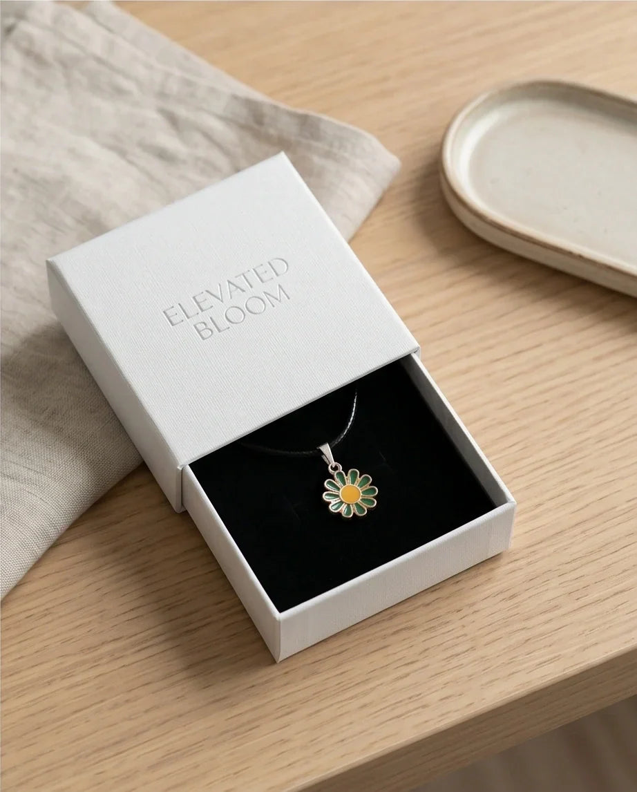 Gold and Green Sunflower Pendant Necklace