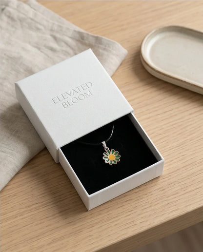 Gold and Green Sunflower Pendant Necklace