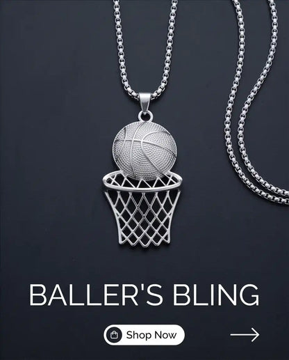 Iced Basketball Hoop Pendant Box Chain