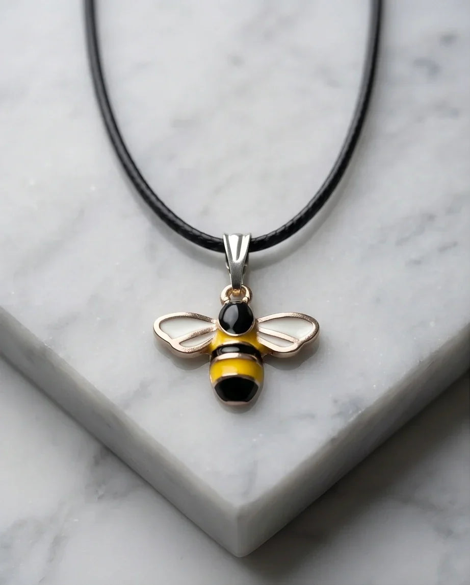 Golden Honeybee Pendant Necklace