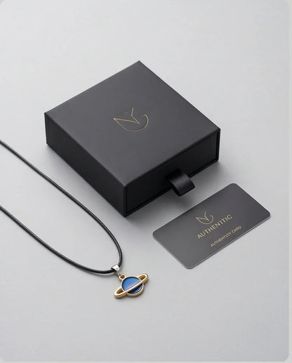 Vibrant Blue Saturn Planet Pendant