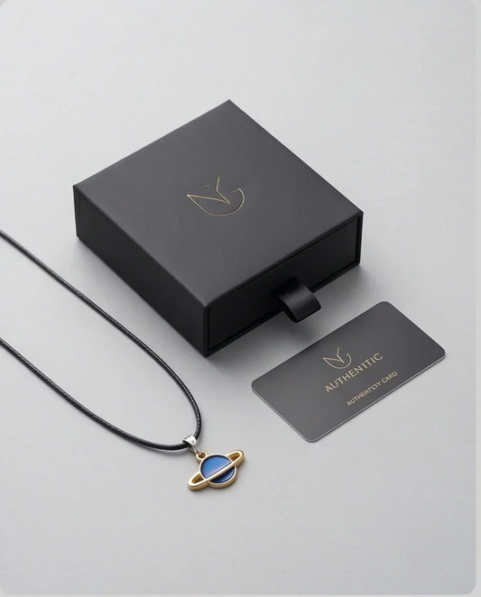 Vibrant Blue Saturn Planet Pendant