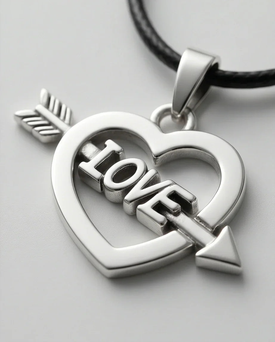 The Pierced Heart: Minimalist "LOVE" Arrow Pendant Necklace