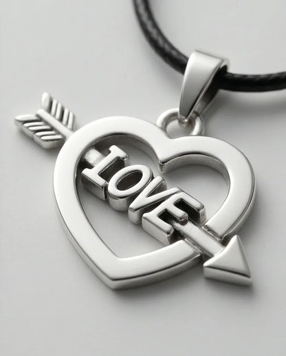 The Pierced Heart: Minimalist "LOVE" Arrow Pendant Necklace