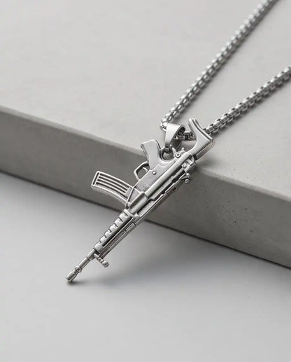 Modern Assault Rifle Weapon Pendant Box Chain