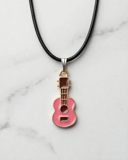 Gold and Pink Acoustic Guitar Necklace