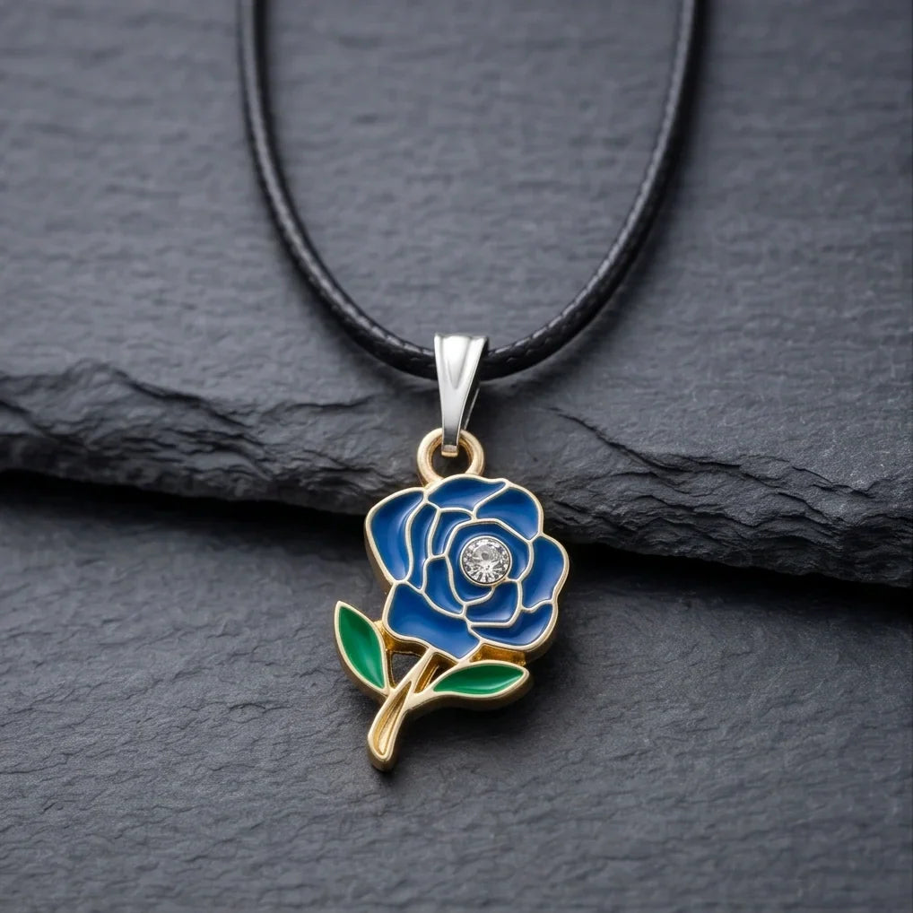 Royal Blue Enchanted Rose Pendant
