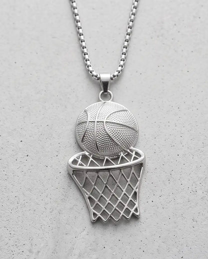 Iced Basketball Hoop Pendant Box Chain