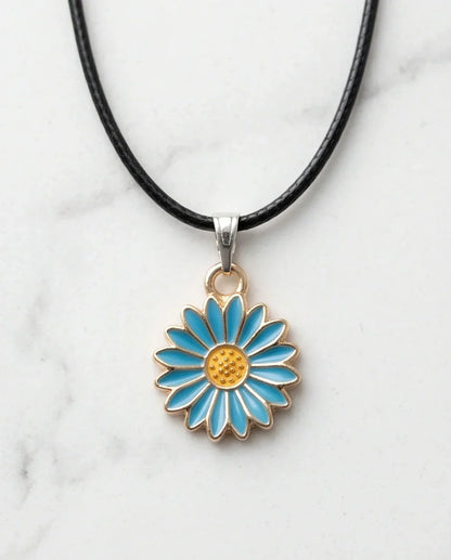 Gold and Turquoise Blue Daisy Necklace