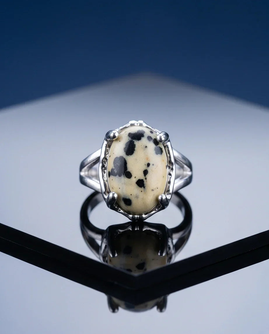 Wild Splendor Dalmatian Jasper Ring