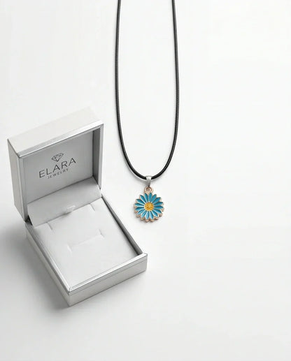 Gold and Turquoise Blue Daisy Necklace