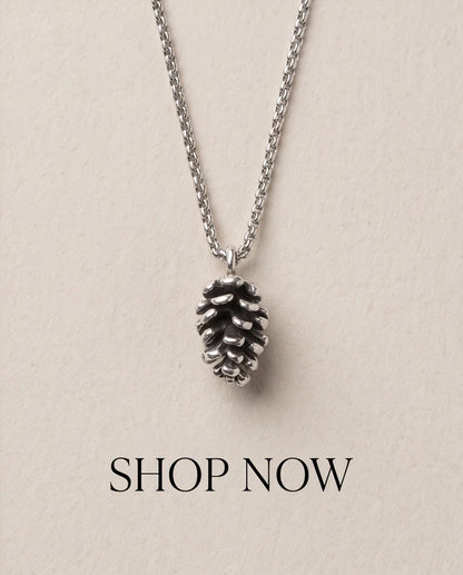 Antique Silver Pinecone Pendant Chain Necklace