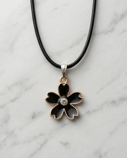 Gold and Black Cherry Blossom Necklace