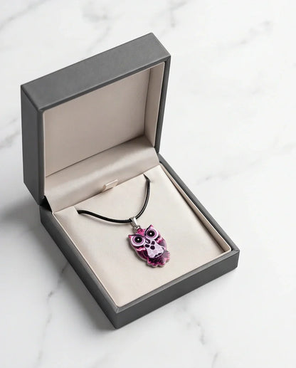 Elegant Magenta Owl Totem Pendant Necklace