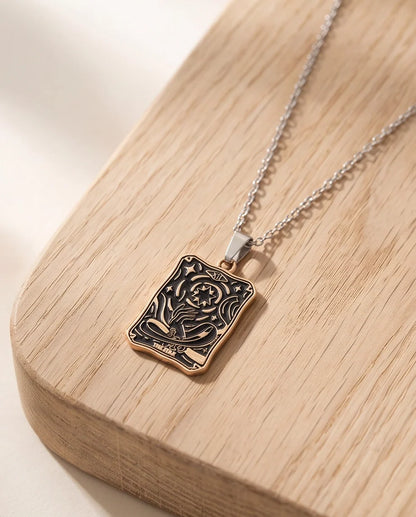 Gold "The Star" Tarot Card Pendant Necklace