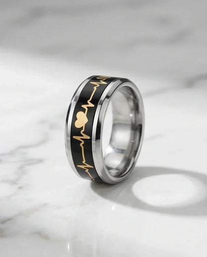 Romantic Gold Heartbeat Band Ring