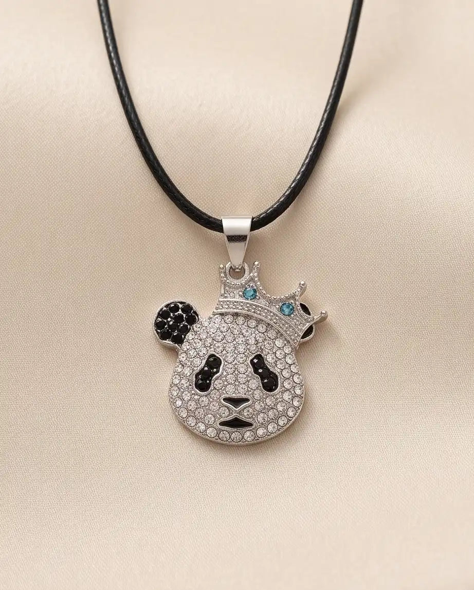Iced Crown Panda Pendant Box Chain