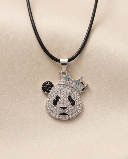 Iced Crown Panda Pendant Box Chain