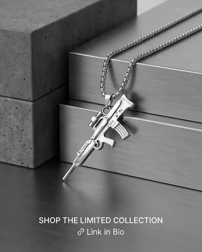 Tactical Sniper Rifle Weapon Pendant Box Chain