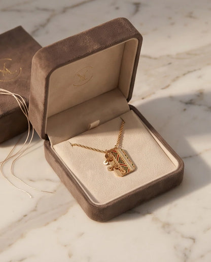 Gold Amazigh Pattern Tag Necklace