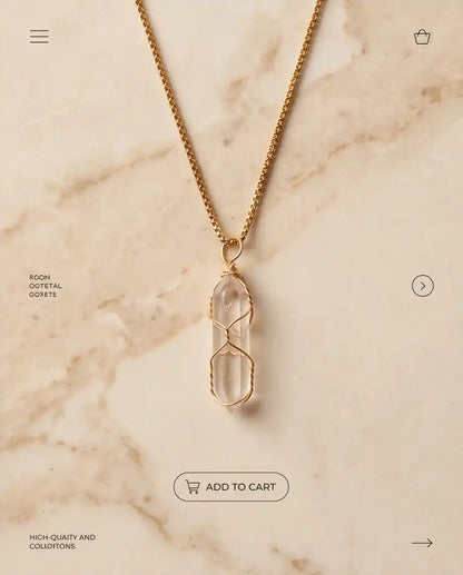 Wire-Wrapped Clear Quartz Crystal Point Pendant Box Chain