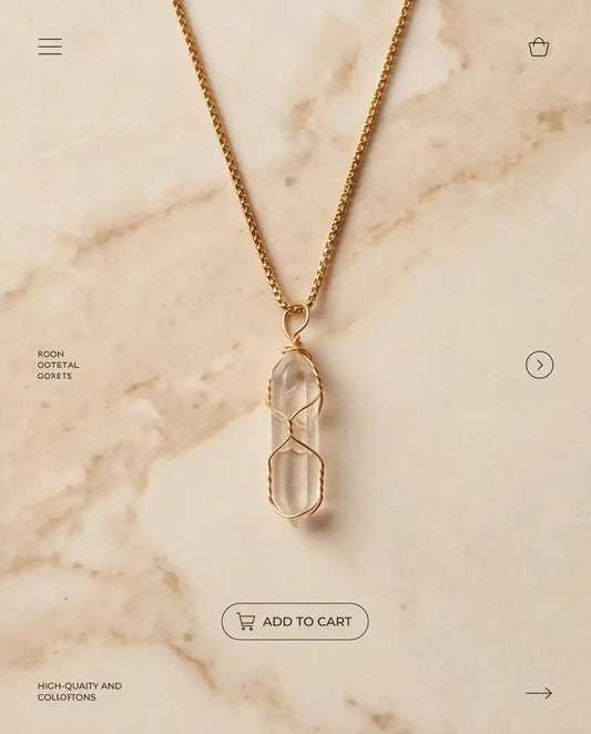 Wire-Wrapped Clear Quartz Crystal Point Pendant Box Chain