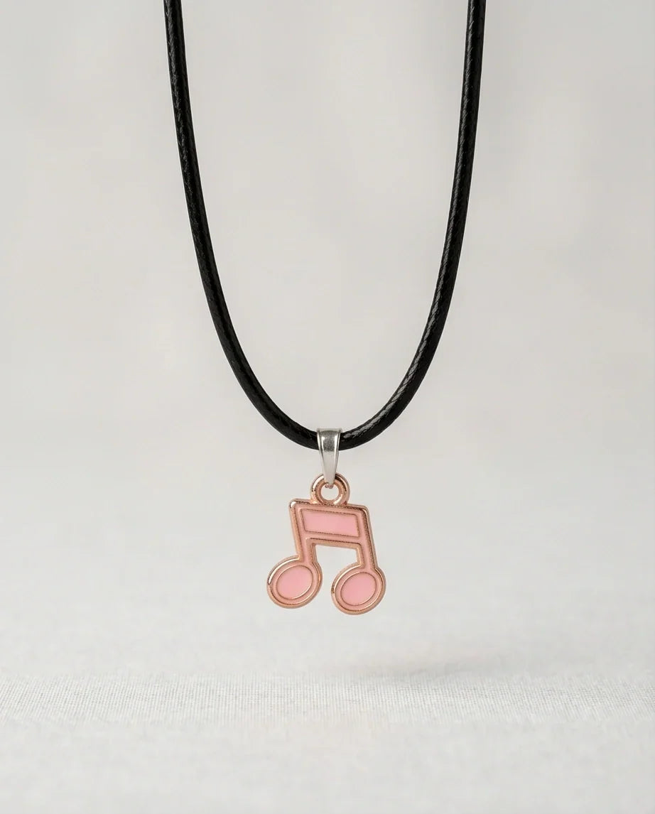 Rose Gold Pink Sixteenth Note Necklace