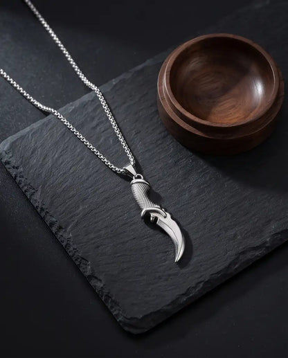 Curved Tactical Dagger Knife Pendant Box Chain