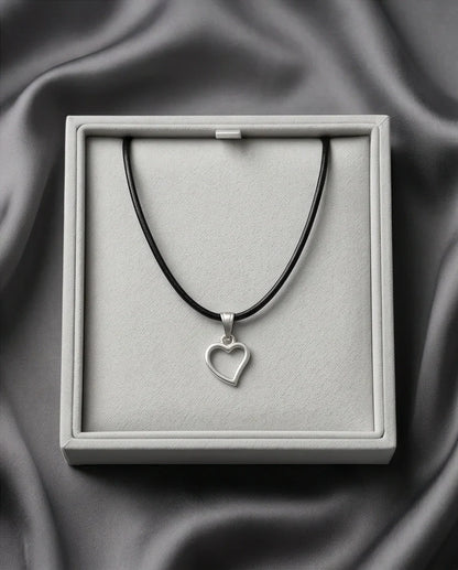 Silver Polished Open Heart Necklace