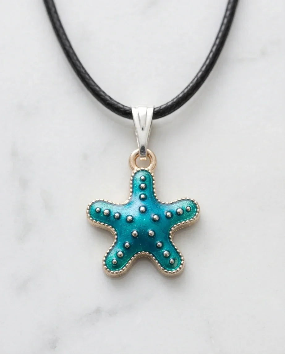 Teal Coastal Starfish Pendant