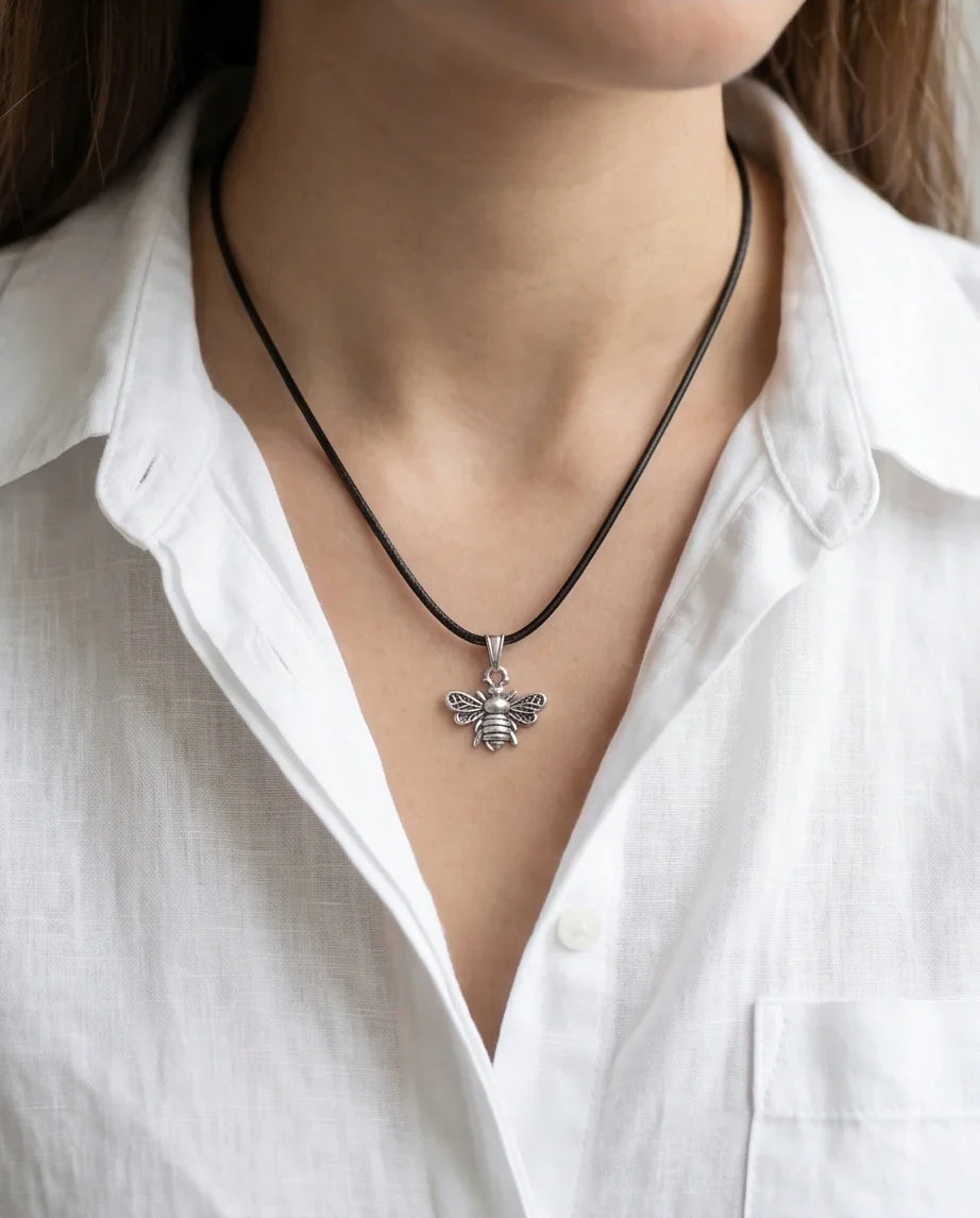 Silver Dainty Honeybee Pendant Necklace