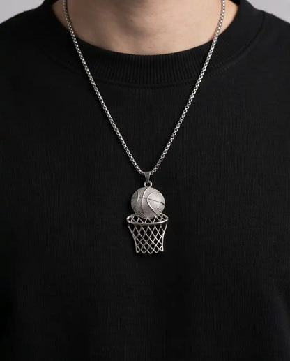 Iced Basketball Hoop Pendant Box Chain