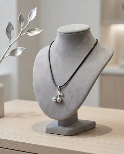 Silver Double Cherry Pendant Necklace