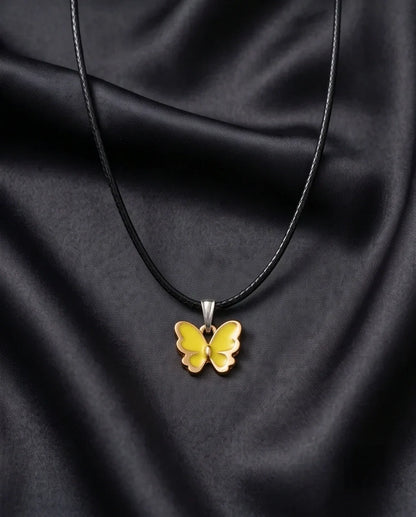 Golden Glow Butterfly Pendant Necklace